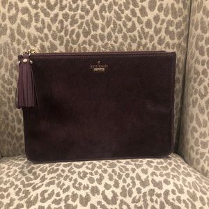 NWOT Kate Spade Plum Fur Clutch with Tassel